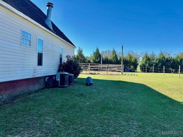 view of yard with central air condition unit