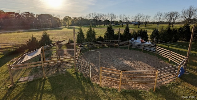 view of play area with a rural view