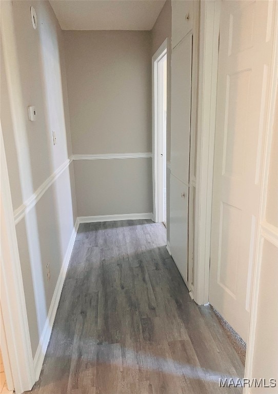 hall featuring dark wood-type flooring