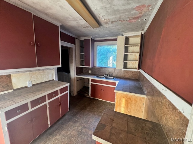 kitchen featuring ornamental molding and sink