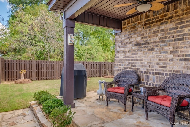 view of patio / terrace with ceiling fan