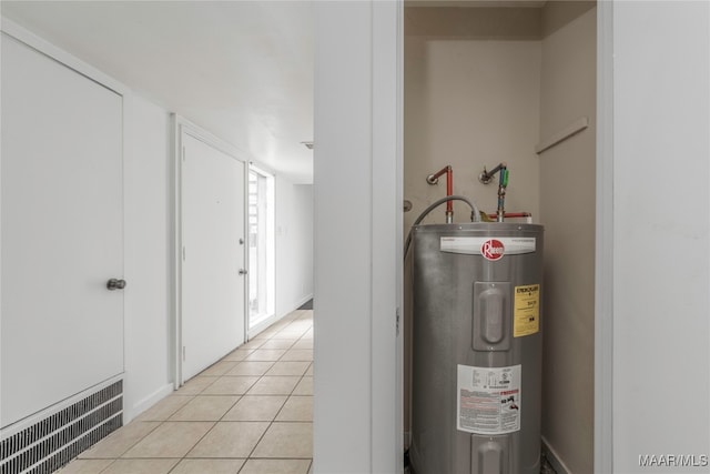 utility room with electric water heater