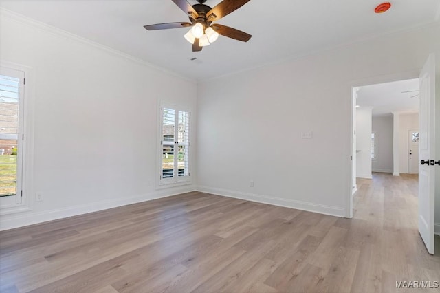 2524 Crenshaw Close Ct S, Montgomery, AL 36106 - unfurnished room featuring light wood-style floors, a ceiling fan, crown molding, and baseboards