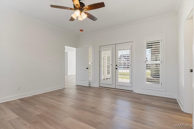 2524 Crenshaw Close Ct S, Montgomery, AL 36106 - unfurnished room with french doors, ornamental molding, wood finished floors, ceiling fan, and baseboards