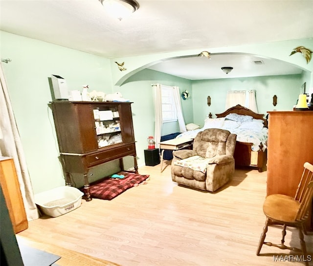 bedroom featuring light hardwood / wood-style floors