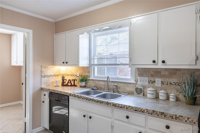 kitchen featuring white cabinetry, sink, and black dishwasher