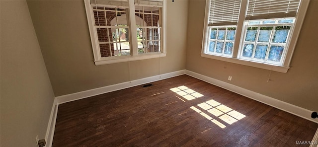 empty room with a wealth of natural light and dark wood-type flooring