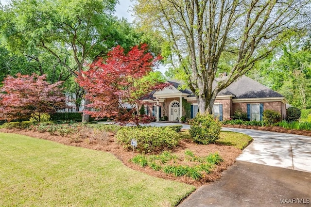 view of front of home with a front yard