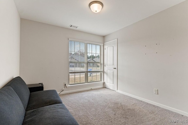 sitting room with light colored carpet and a wealth of natural light