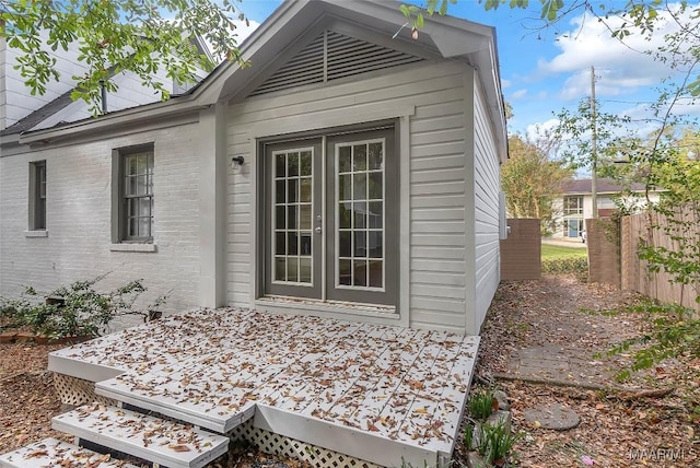 exterior space featuring french doors