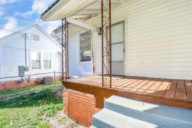 property entrance with central air condition unit