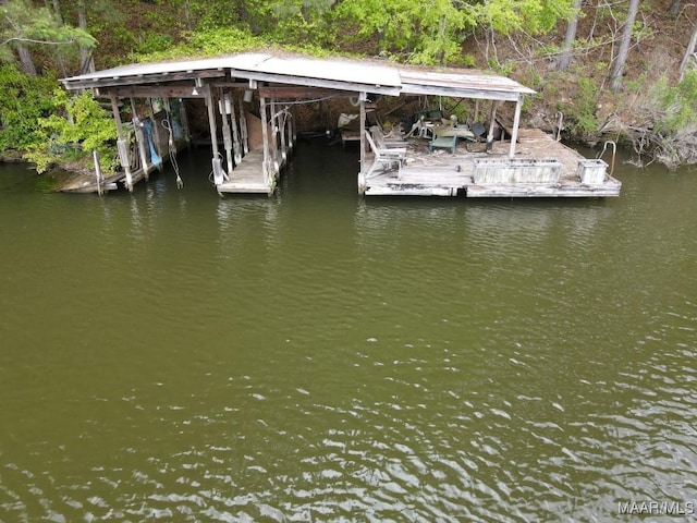 dock area featuring a water view