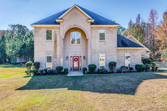 view of front of home with a front yard