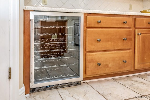 doorway to property with wine cooler