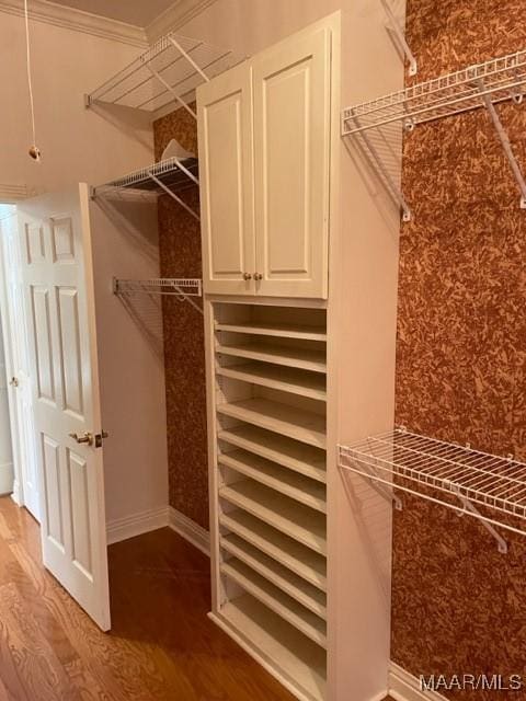 spacious closet featuring hardwood / wood-style flooring