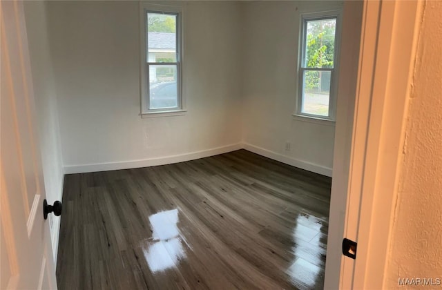 empty room featuring dark hardwood / wood-style flooring