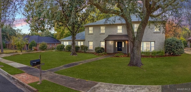 view of front facade featuring a lawn