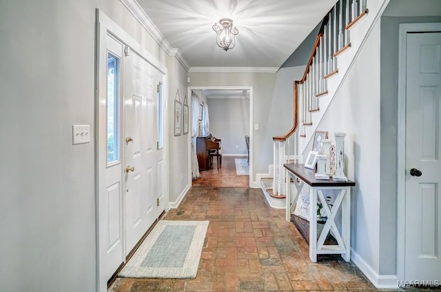 foyer with ornamental molding