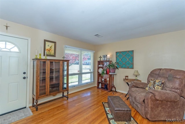 living area featuring light wood-type flooring