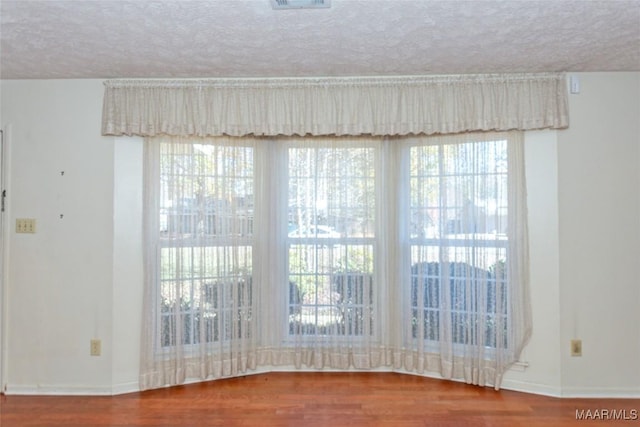 interior space with hardwood / wood-style flooring, plenty of natural light, and a textured ceiling