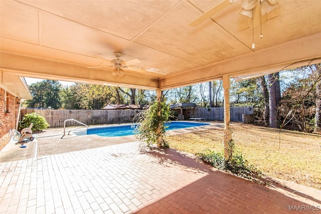 view of patio / terrace featuring a fenced in pool