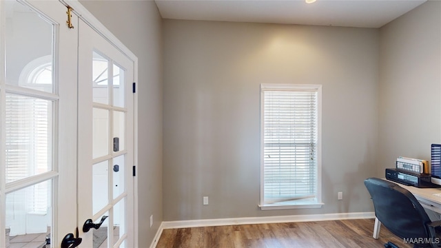 office space featuring light hardwood / wood-style floors