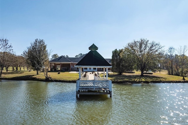 dock area featuring a water view