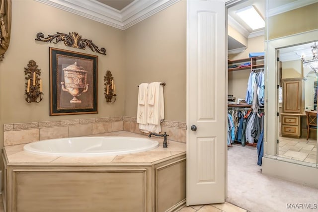 bathroom featuring a bathtub and ornamental molding