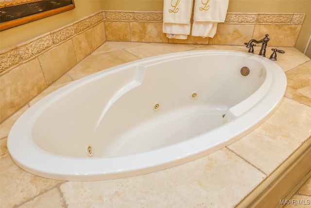 bathroom featuring a relaxing tiled tub