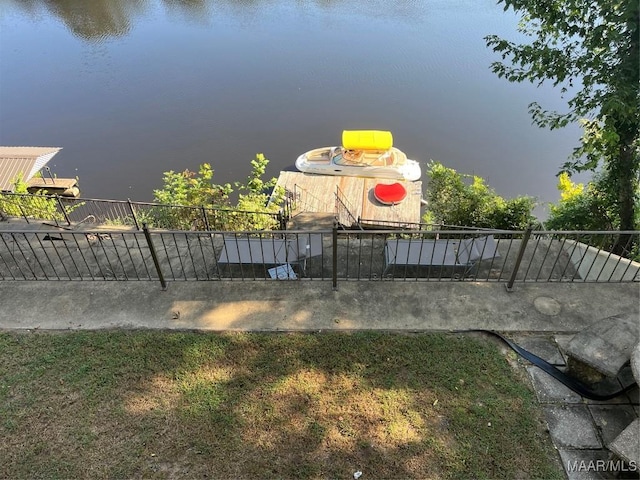 view of yard with a water view