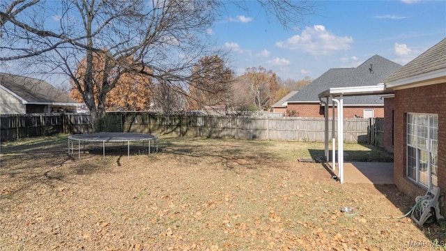 view of yard with a patio area and a trampoline