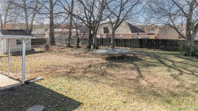 view of yard with a trampoline