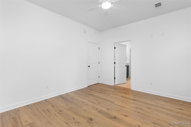 2065 Robinson Pond Rd, Prattville, AL 36067 - unfurnished room featuring baseboards, visible vents, light wood-style floors, and ceiling fan