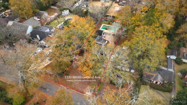 1220 Westmoreland Ave, Montgomery, AL 36106 - aerial perspective of suburban area with property parcel outlined