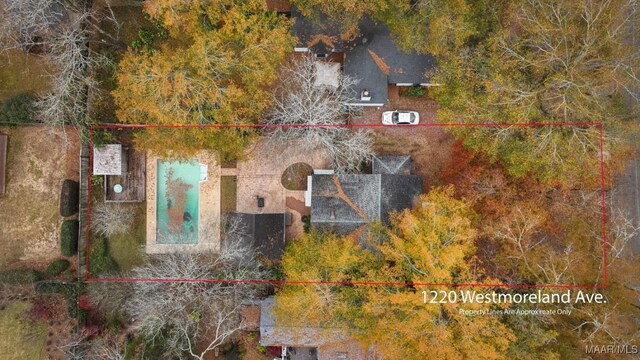 1220 Westmoreland Ave, Montgomery, AL 36106 - aerial view of property and surrounding area with property boundaries highlighted