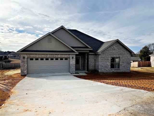 view of front of property with a garage