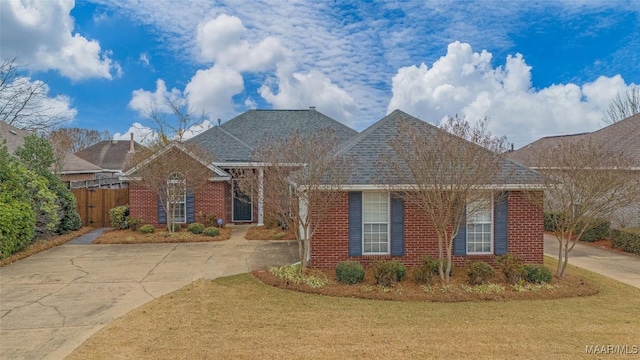 view of front of property featuring a front yard