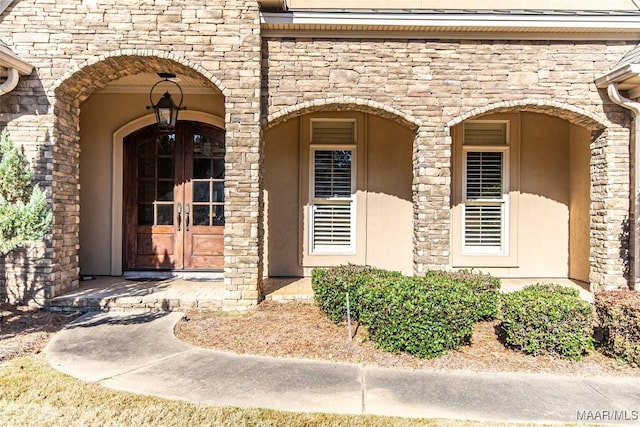 view of exterior entry with french doors