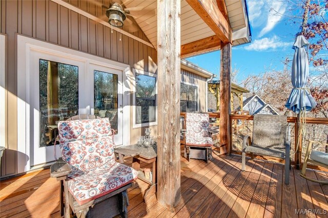 deck featuring ceiling fan