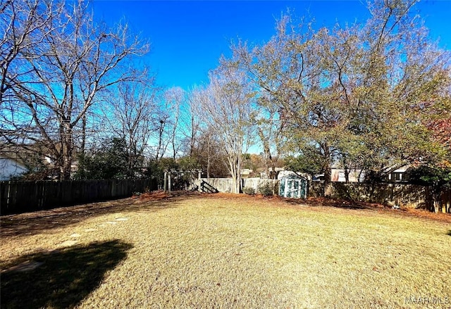 view of yard with a storage unit