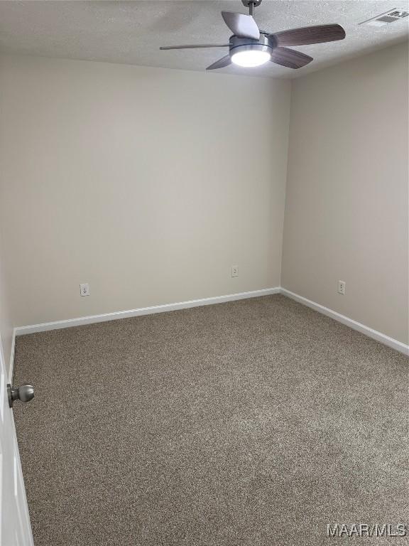 empty room with carpet flooring and a textured ceiling