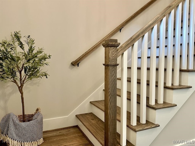 stairs with hardwood / wood-style floors