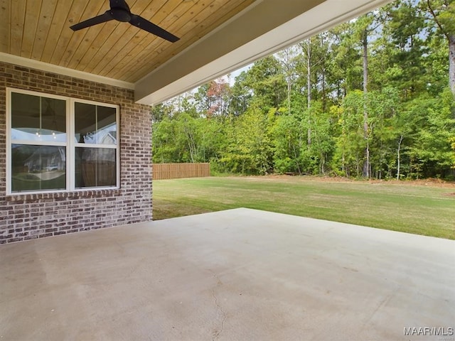 view of patio featuring ceiling fan