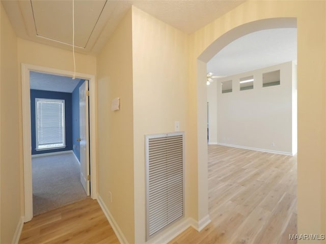 corridor with hardwood / wood-style floors