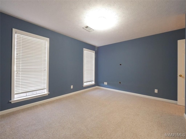 empty room featuring carpet floors and a textured ceiling