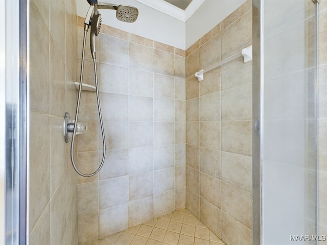 bathroom with a tile shower