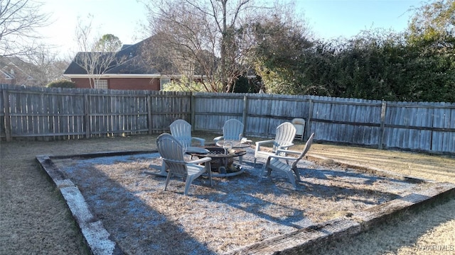 view of patio featuring an outdoor fire pit