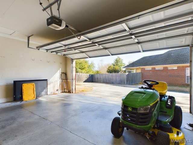 garage with a garage door opener