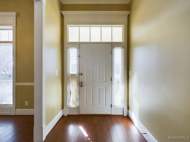 foyer with dark wood-type flooring