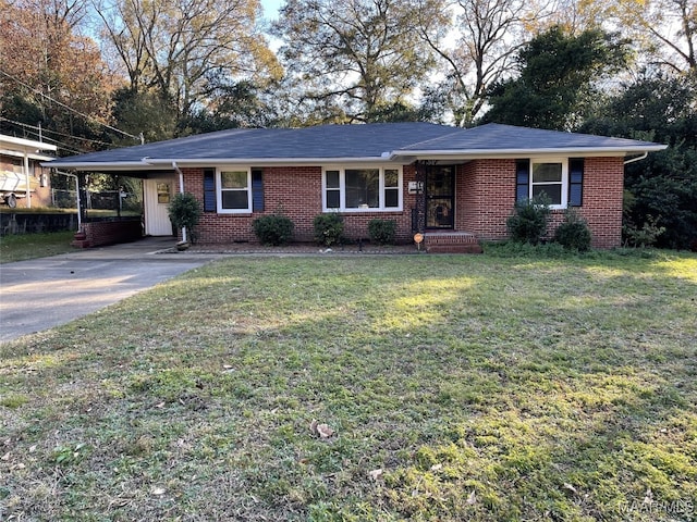 single story home with a carport and a front yard